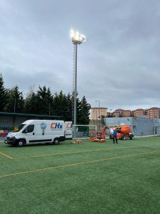 Proyecto de iluminacion realizado en las instalaciones del campo de fútbol Rivas, en Portugalete, Bizkaia.