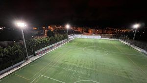 Proyecto de iluminacion realizado en las instalaciones del campo de fútbol Rivas, en Portugalete, Bizkaia.