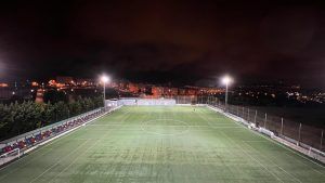 Proyecto de iluminacion realizado en las instalaciones del campo de fútbol Rivas, en Portugalete, Bizkaia.