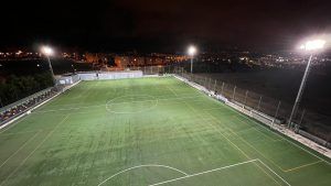 Proyecto de iluminacion realizado en las instalaciones del campo de fútbol Rivas, en Portugalete, Bizkaia.