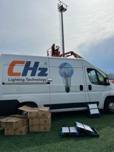 Proyecto de iluminacion realizado en las instalaciones del campo de fútbol Rivas, en Portugalete, Bizkaia.