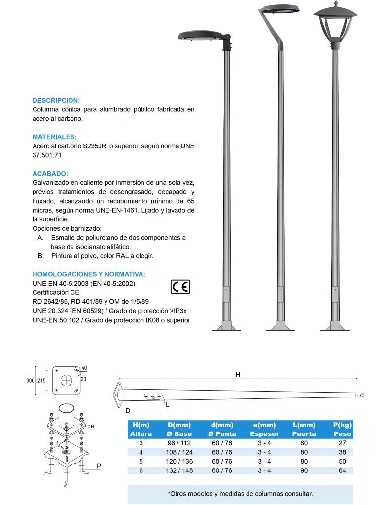 Columna de acero de CHZ Spain: accesorio resistente, ideal para instalación robusta, diseño duradero en entornos industriales y comerciales.